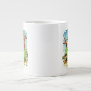 Café Grande Caneca de Cerâmica com Minhocas Verdes em Maçã Fof