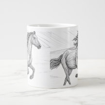 Caneca de Cerâmica Desenho Equino Elegante