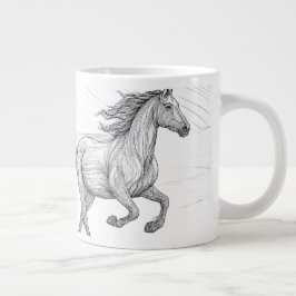 Café Grande Caneca de Cerâmica Desenho Equino Elegante