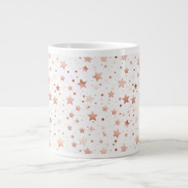 Café Grande Caneca de Cerâmica Jumbo Estrelas em Rosa Dourado 