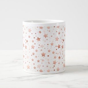 Café Grande Caneca de Cerâmica Jumbo Estrelas em Rosa Dourado 