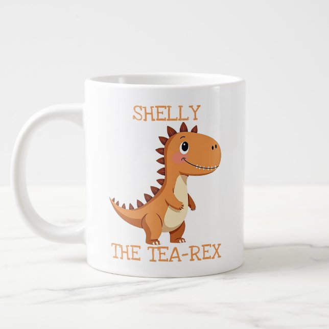 Café Grande Caneca de Chá Gigante Personalizada Tea-Rex Dinoss (Esquerda)