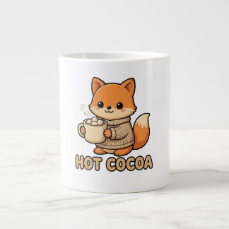 Café Grande Caneca de Chocolate Quente Raposa Fofa Aconchegant