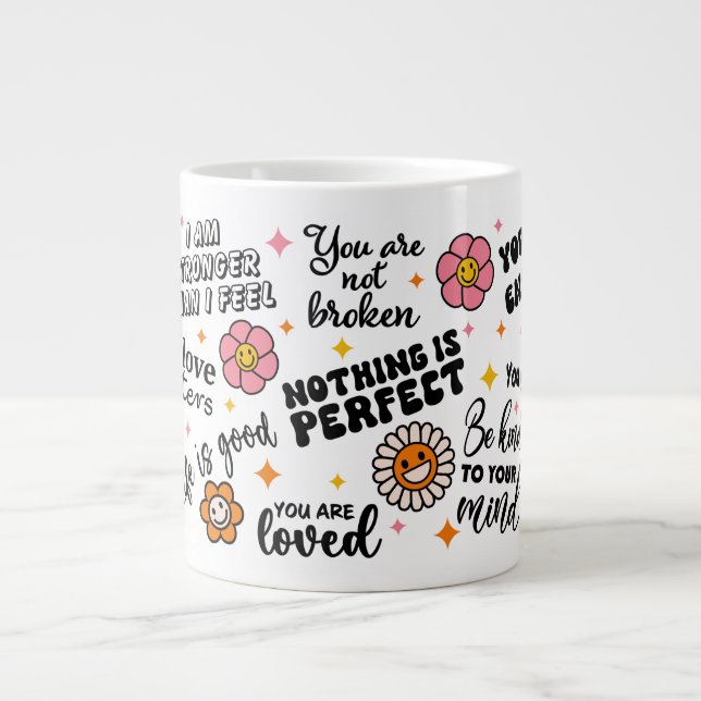 Café Grande Caneca de Citações Positivas de Saúde Mental (Frente)