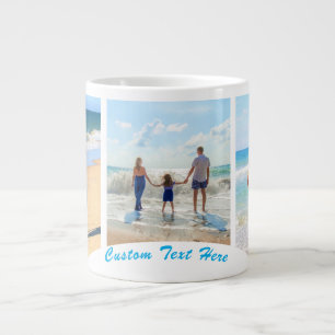 Café Grande Caneca de Colagem de Fotos Personalizada com Texto
