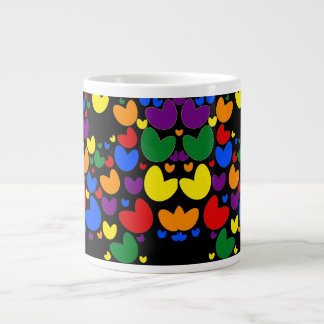 Café Grande Caneca de Coração em Explosão de Arco-íris – Padrã