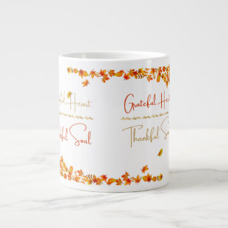 Café Grande Caneca de Coração Grato Alma Agradecida – Outono M