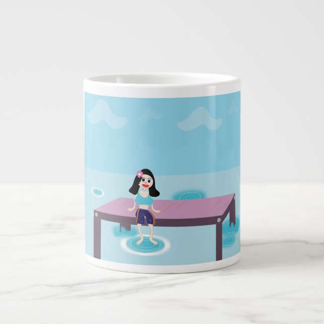 Café Grande caneca de desenho animado (Frente)