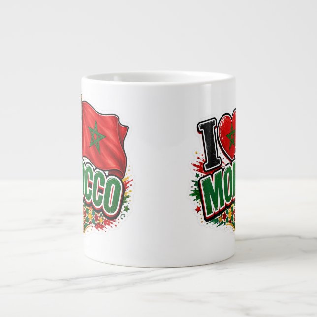 Café Grande Caneca de Dia de Jogo da Equipe Marrocos 2026 Fã d (Frente)