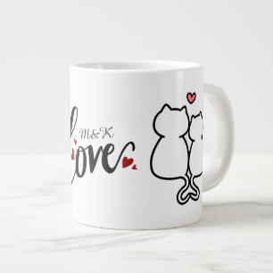 Café Grande Caneca de dia dos namorados com iniciais dos nomes