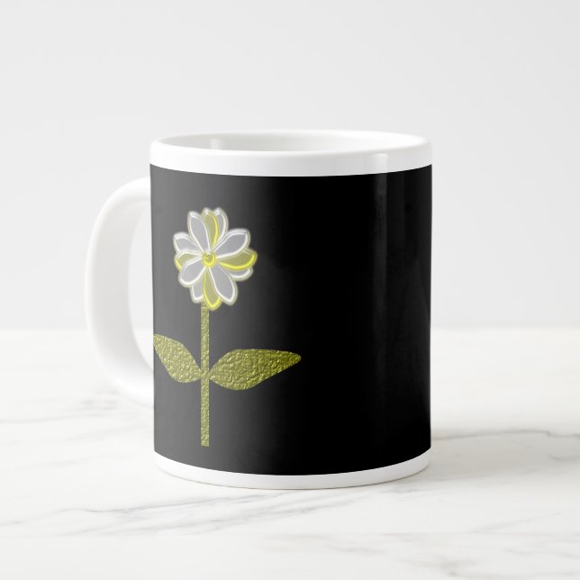 Café Grande Caneca de Flor de Margarida brilhante (Frente Esquerda)