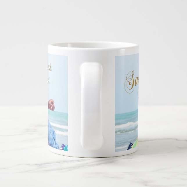 Café Grande Caneca de Foto de Lembrança de Casamento (Traseira)