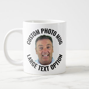 Café Grande Caneca de Foto Gigante Personalizada com Texto Gra