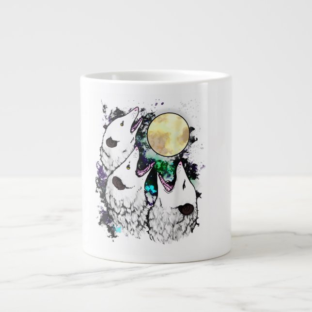 Café Grande Caneca de Gambá Engraçado | Desenho de Gambá Grita (Frente)
