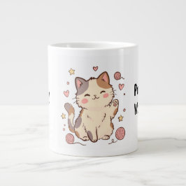 Café Grande Caneca de Gato Malhado Kawaii Fofa – Ronrone Mais,