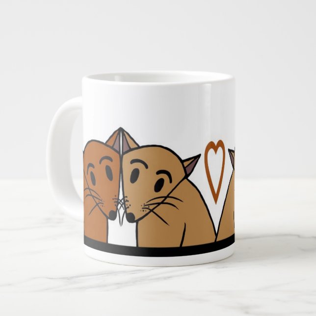 Café Grande Caneca de gatos (Frente Esquerda)