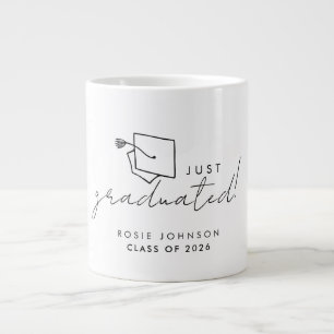 Café Grande Caneca de Graduação Simples Preto e Branco Present