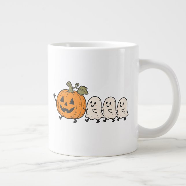 Café Grande Caneca de Halloween com Desfile de Fantasmas Fofos (Direita)