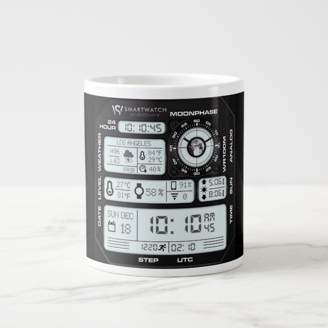 Café Grande Caneca de Interface Analítica de Cientista de Dado (Frente)