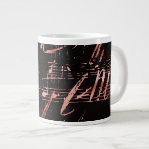 Café Grande Caneca de Latte Cerâmica Jumbo com Notas Musicais 