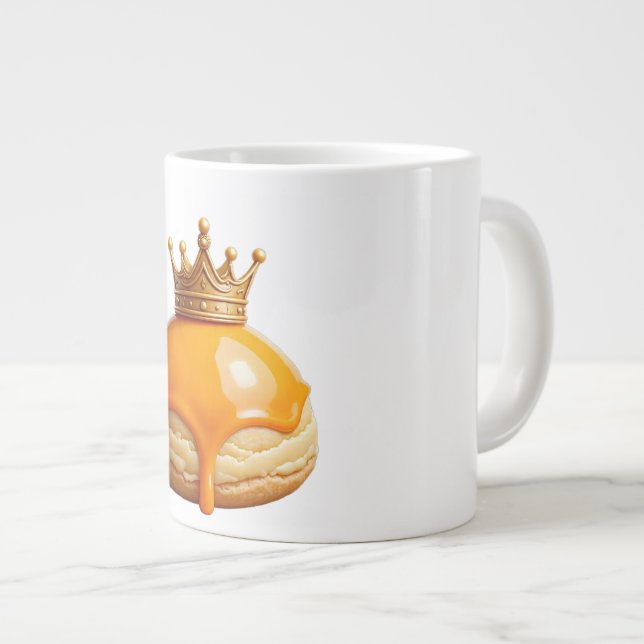 Café Grande Caneca de Massa Folhada Coroa Real | Presente Fofo (Frente Esquerda)