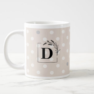 Café Grande Caneca de Monograma de Bolinhas Elegantes – Presen
