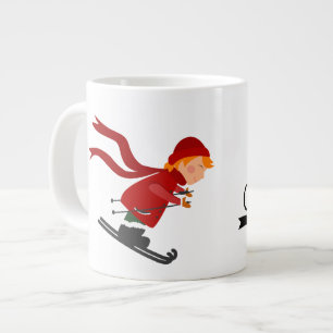 Café Grande Caneca de Natal com Arte de Esqui Infantil