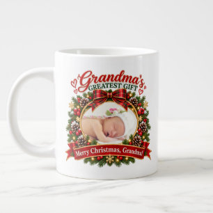 Café Grande Caneca de Natal com Foto da Vovó