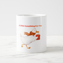 Caneca de Natal com Ganso Fofo Segurando Presente