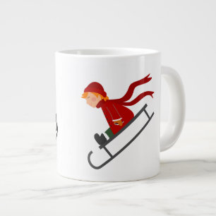 Café Grande Caneca de Natal de Criança Vestida de Vermelho Des