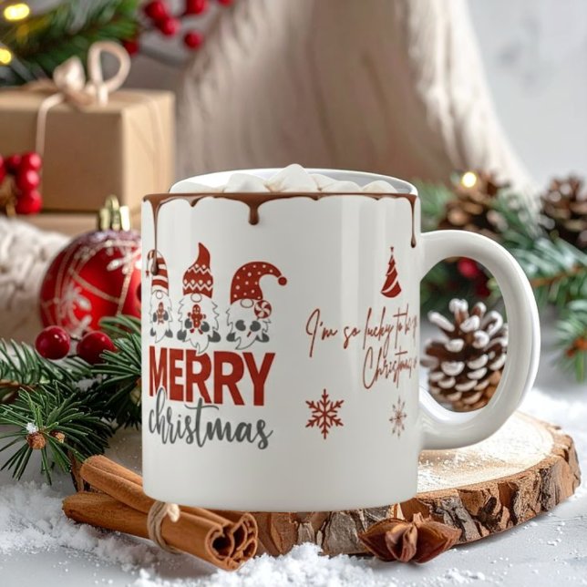 Café Grande Caneca de Natal de Gnome Fofa (Criador carregado)