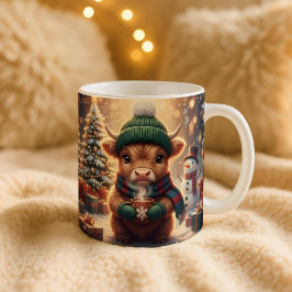 Café Grande Caneca de Natal de Vaca das Terras Altas, Arte de