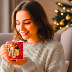 Café Grande Caneca de Natal Personalizada com Foto do Bebê