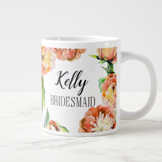 Café Grande Caneca de Noiva com Flores Personalizadas