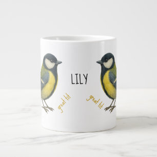 Café Grande Caneca de Pássaro Personalizada com o Chapim