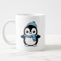 Caneca de Pinguim Fofa Inverno | Pinguim com Chap