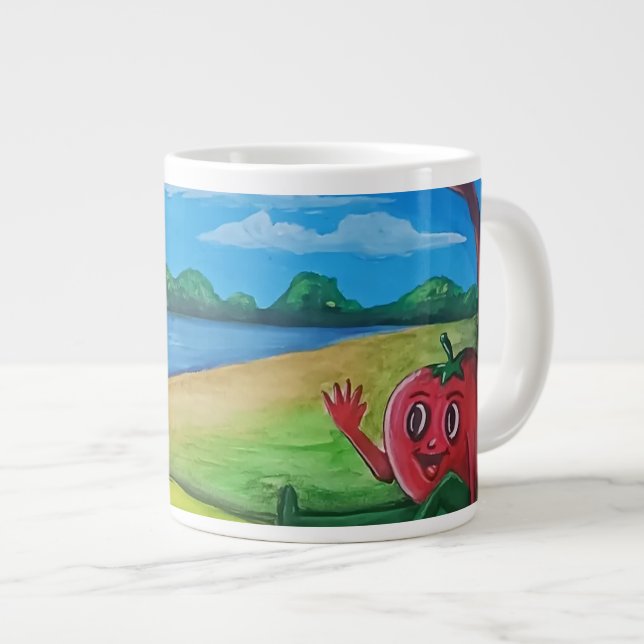 Café Grande Caneca de pintura de amigos tomates (Frente Esquerda)