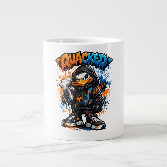 Café Grande Caneca de Streetwear Quacked Graffiti (Frente)