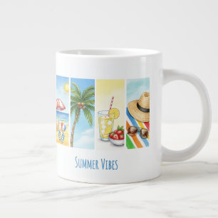 Café Grande Caneca de Sublimação Vibrações de Verão Retrô na P