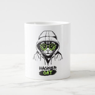 Café Grande Caneca de Tecnologia Engraçada Hacker Gato Ciber G