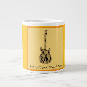 Café Grande Caneca de Tipografia de Guitarra Lendária do Rock