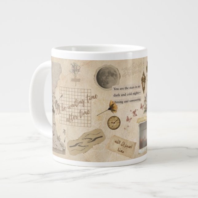 Café Grande Caneca de vinheta com Urdu Arabe persa texto em in (Frente Esquerda)