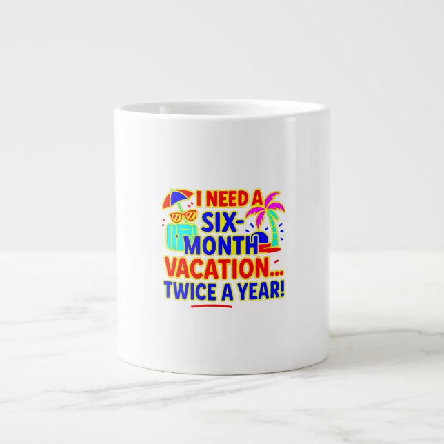 Café Grande Caneca Divertida Férias de Seis Meses Duas Vezes p (Frente)