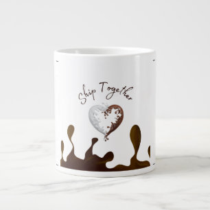 Café Grande Caneca do Dia dos Namorados com Coração de Chocola
