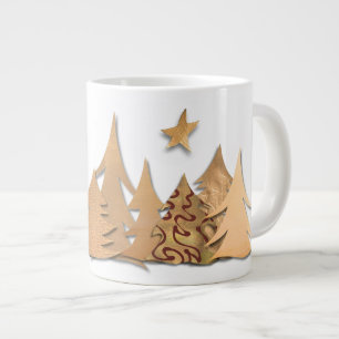 Café Grande Caneca Especial Floresta de Natal Dourada