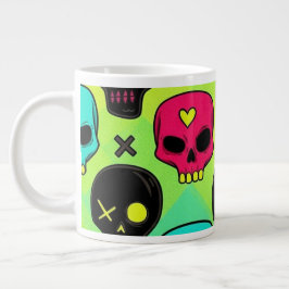 Café Grande Caneca Especial Jumbo com Estampa de Caveira