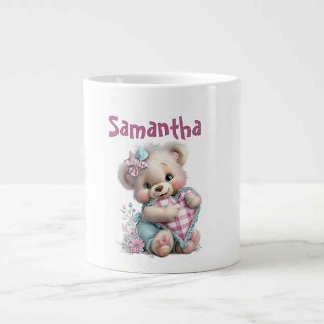 Café Grande Caneca Especial Ursinho de Pelúcia Chás de Bebê  (Frente)
