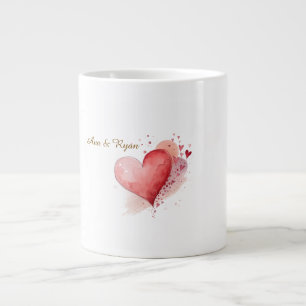 Café Grande Caneca Especialista em Coração de Aquarela com Nom