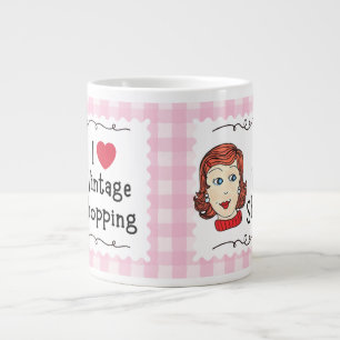 Café Grande Caneca Eu Amo Compras de Vintage