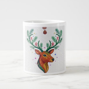 Café Grande Caneca Floral com Monograma de Natal Elegante Letr
